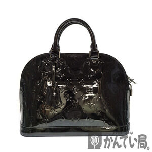 Louis Vuitton Alma Vernis Patent Noir Black Manitique Leather Handbag